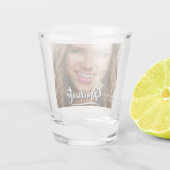 Gold Glitzer Graduation Cap Foto Schnapsglas (Rückseite)