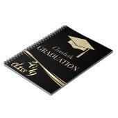 Gold Glitzer Graduation Cap, Klasse 2019 Notizblock (Linke Seite)