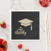Gold Glitzer Graduation Cap, Klasse 2019 Serviette (Beispiel)