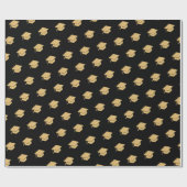 Gold Glitzer Graduation Cap Muster Schwarz Geschenkpapier (Flach)