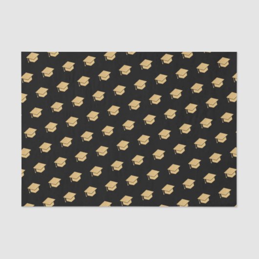 Gold Glitzer Graduation Cap Muster Schwarz Seidenpapier (Vorderseite)