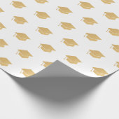 Gold Glitzer Graduation Cap Muster Weiß Geschenkpapier (Ecke)