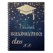 Gold Glitzer Graduation Cap, Stars Class 2020 Notizblock (Vorderseite)