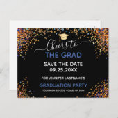 Gold Glitzer Graduation Party Save the Date Postca Postkarte (Vorne/Hinten)