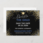 Gold Glitzer Graduation Party Save the Date Postkarte (Vorne/Hinten)