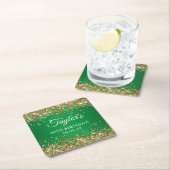 Gold Glitzer Green 40. Geburtstag Rechteckiger Pappuntersetzer (Vor Ort)