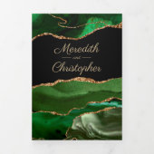 Gold Glitzer Green Agate Geode Wedding Dreifach Gefaltete Einladung (Cover)