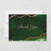 Gold Glitzer Green Agate Wedding Dankeskarte (Vorderseite)
