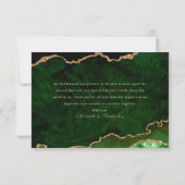 Gold Glitzer Green Agate Wedding Dankeskarte (Rückseite)