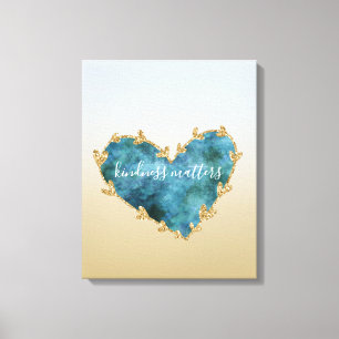 Gold Glitzer Green Aquamarin Aqua Blue Earth Heart Leinwanddruck