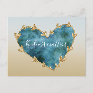Gold Glitzer Green Aquamarin Aqua Blue Earth Heart Postkarte