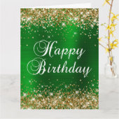 Gold Glitzer Green Foil Big Happy Geburtstag Karte (Gelbe Blume)