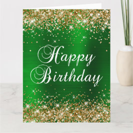 Gold Glitzer Green Foil Big Happy Geburtstag Karte