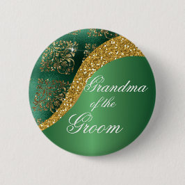 Gold Glitzer Green Metallic Oma des Grooms Button