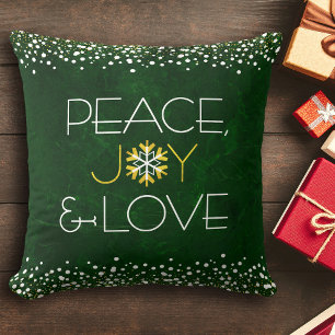Gold Glitzer Green Peace Joy Liebe Snowflake Moder Kissen