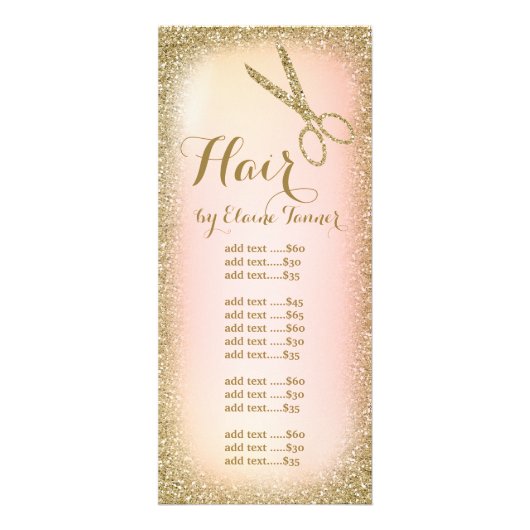 Gold Glitzer Hair Salon Rack Card Werbekarte (Vorne)