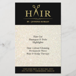 Gold Glitzer Hair Stylist Salon Scheren Flyer