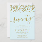 Gold Glitzer Hallo 70 Seventieth Birthday Invitati Einladung (Vorderseite)