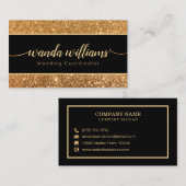 Gold Glitzer Handgeschriebene Kalligrafie-Visitenk Visitenkarte (Vorne/Hinten)