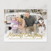 Gold Glitzer Handgeschriebenes Foto Frohe Weihnach Postkarte (Vorderseite)