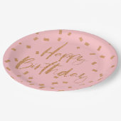 Gold Glitzer Happy Birthday Pappteller (Schrägansicht)