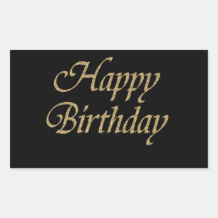 Gold Glitzer Happy Birthday Rechteckiger Aufkleber