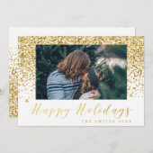Gold Glitzer Happy Holidays Fotokarte Feiertagskarte (Vorne/Hinten)