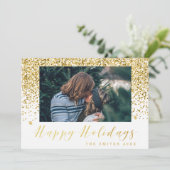 Gold Glitzer Happy Holidays Fotokarte Feiertagskarte (Stehend Vorderseite)