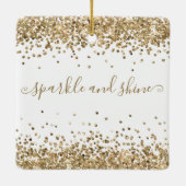 Gold Glitzer Happy Holidays Sparkle und Shine Keramikornament (Rückseite)