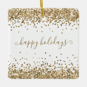Gold Glitzer Happy Holidays Sparkle und Shine Keramikornament