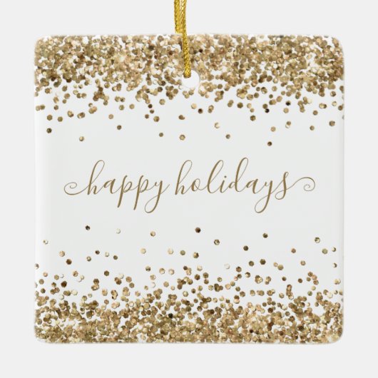 Gold Glitzer Happy Holidays Sparkle und Shine Keramikornament (Vorderseite)