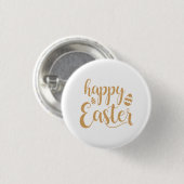 Gold Glitzer Happy Oaster Egg Button (Vorne & Hinten)