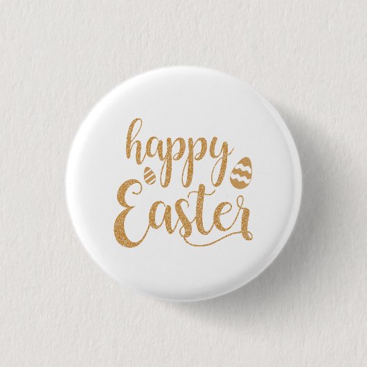 Gold Glitzer Happy Oaster Egg Button (Vorderseite)