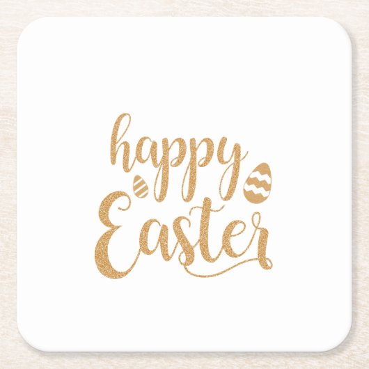 Gold Glitzer Happy Oaster Egg Rechteckiger Pappuntersetzer (Vorderseite)