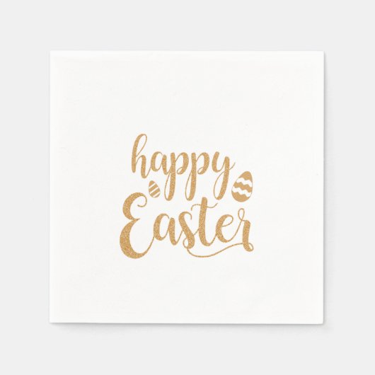 Gold Glitzer Happy Oaster Egg Serviette (Vorderseite)