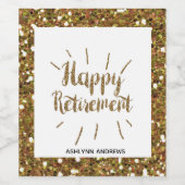 Gold Glitzer Happy Retirement Weinetikett (Einzelnes Label)