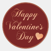 GOLD GLITZER HAPPY VALENTINES DAY RUNDER AUFKLEBER (Vorderseite)