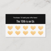 Gold Glitzer Heart 10 Salon Punch Kundenloyalty Treuekarte (Rückseite)