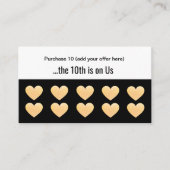 Gold Glitzer Heart 10 Salon Punch Kundenloyalty Treuekarte (Vorderseite)