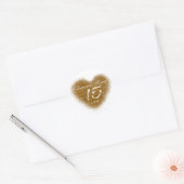 Gold Glitzer Heart 15 Quinceincera Party Stickers (Umschlag)