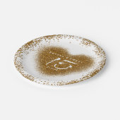 Gold Glitzer Heart 15 Quinceincera Party Teller (Schrägansicht)