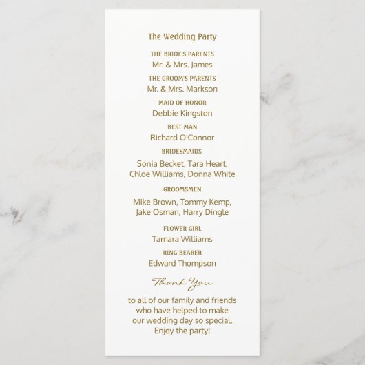 Gold Glitzer Heart and Stars Wedding Program Programm (Rückseite)