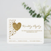 Gold Glitzer Heart and Stars Wedding RSVP (Stehend Vorderseite)