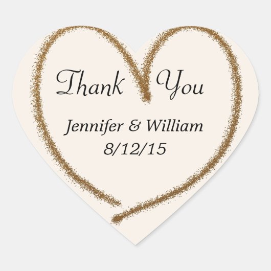 Gold Glitzer Heart Custom Wedding Favor Sticker (Vorderseite)