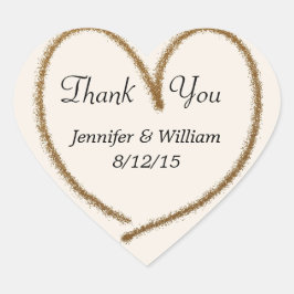 Gold Glitzer Heart Custom Wedding Favor Sticker