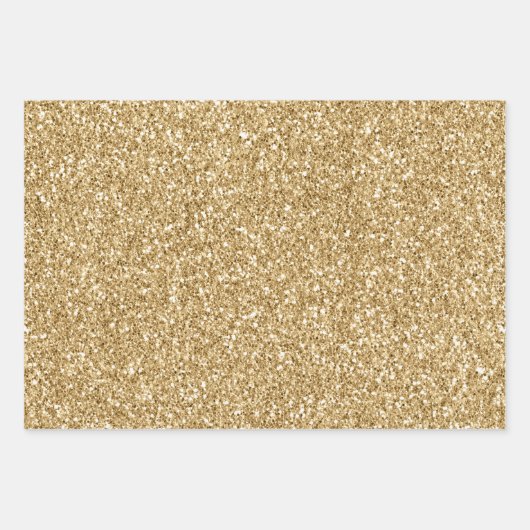 Gold Glitzer Heart Geschenkpapier Set (Vorderseite 3)