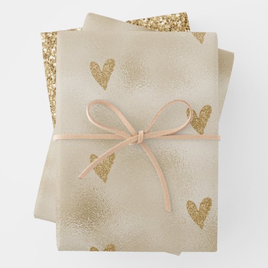 Gold Glitzer Heart Geschenkpapier Set (Beispiel)