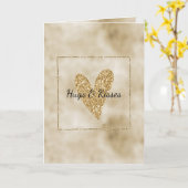 Gold Glitzer Heart Karte (Gelbe Blume)