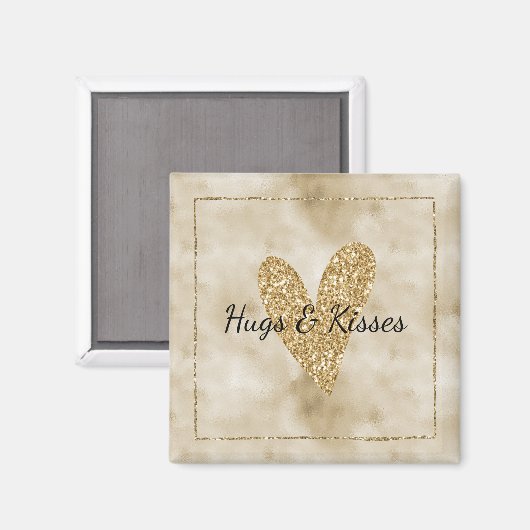 Gold Glitzer Heart Magnet (Vorderseite/Rückseite)