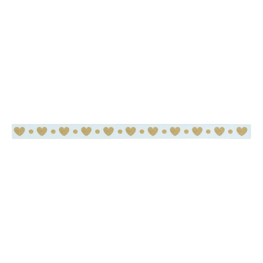 Gold Glitzer Heart on Light Blue Ripsband (Vorderseite)